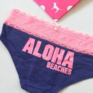 VS PINK Geo Lace Waist Hipster Panty S Purple nwt small summer